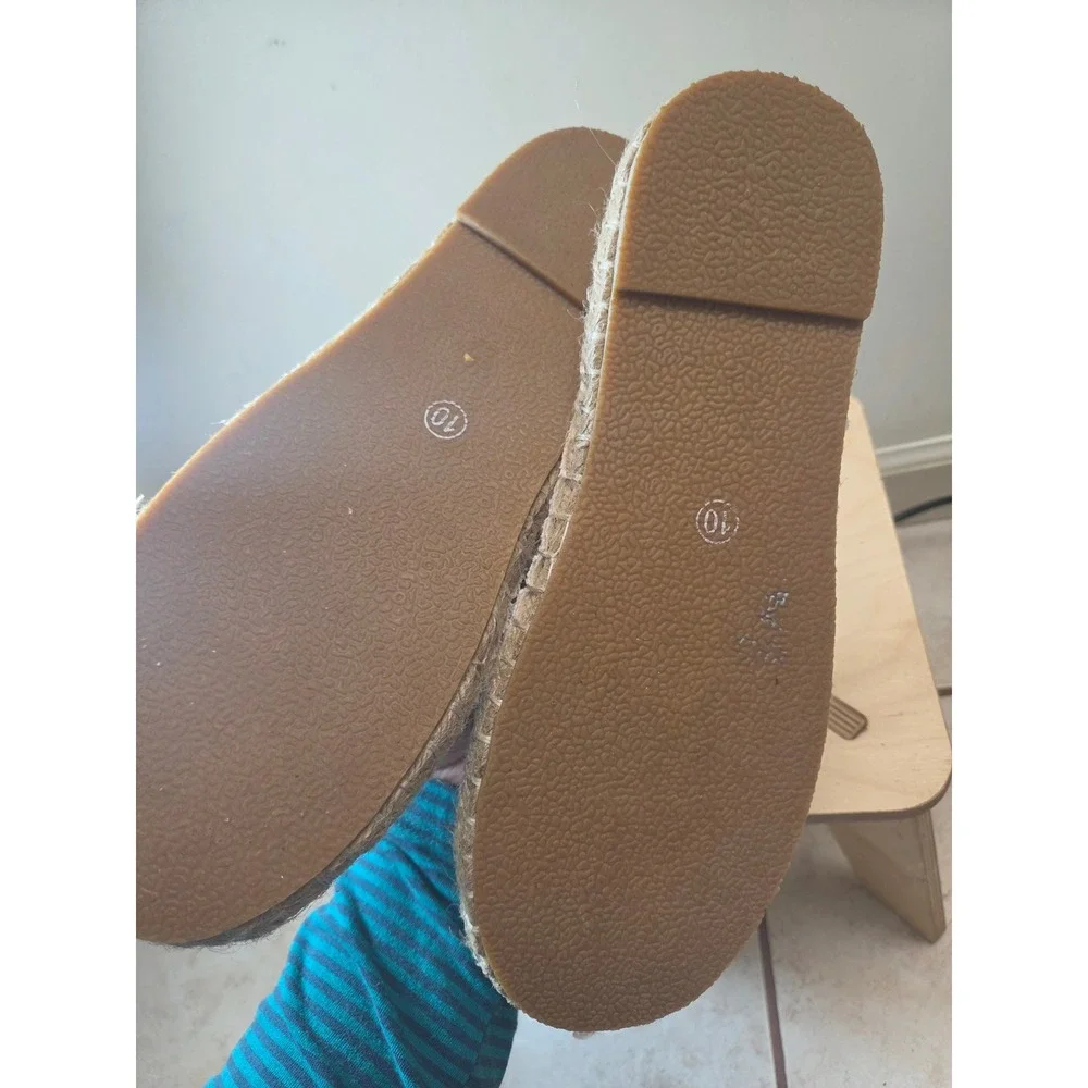 Jolimall‎ Womens Floral Embroidered Canvas Espadrille Mules Cream Size 10